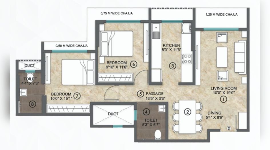 S-B-Infra-Azura-Height-2BHK-756sqft-unit-plan