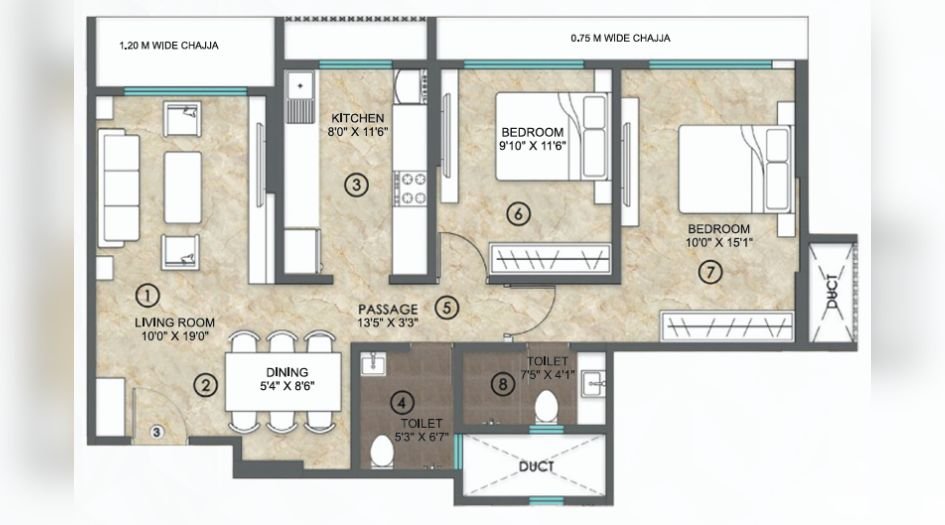 S-B-Infra-Azura-Height-2BHK-759sqft-unit-plan